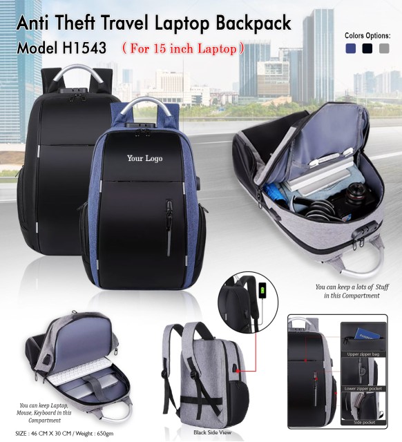 Anti Theft Laptop Backpack 