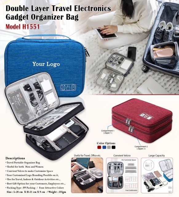 Double Layer Travel Gadget Organizer Bag