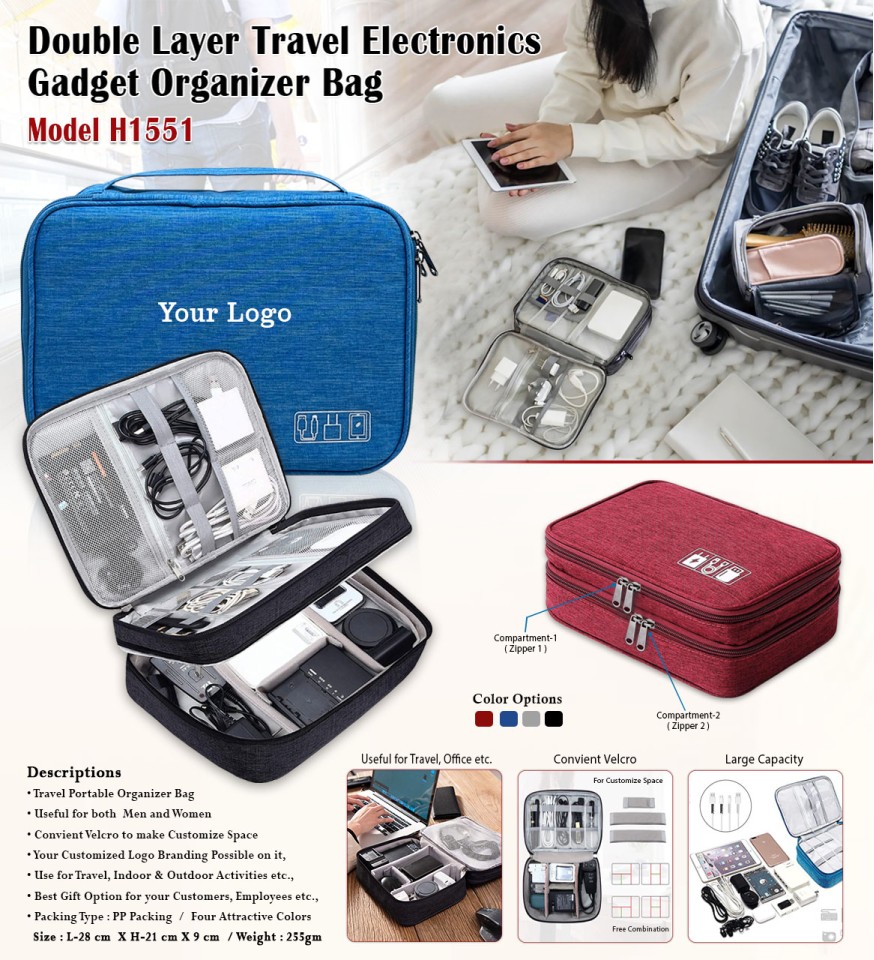 Double Layer Travel Gadget Organizer Bag