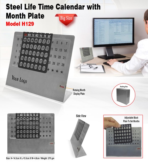 Steel Life Time Calender with  Month Plate