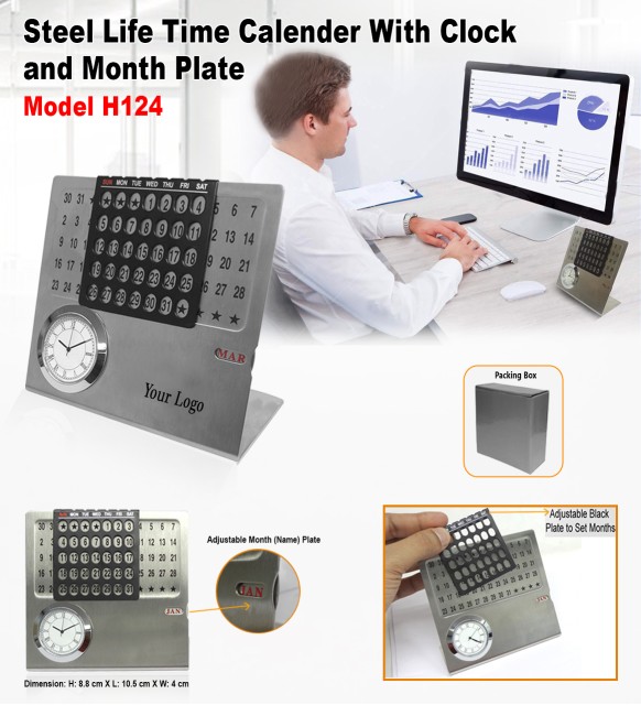 Life Time Calender with Clock and Month Plate