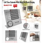 Life Time Calender with watch and Month Display