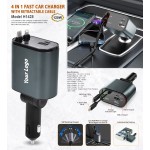 4 in 1 Fast Car Charger with Retractable Cable