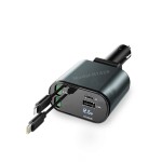 4 in 1 Fast Car Charger with Retractable Cable