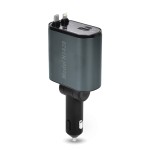 4 in 1 Fast Car Charger with Retractable Cable