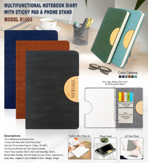 Office Notebook Diary with Phone Stand