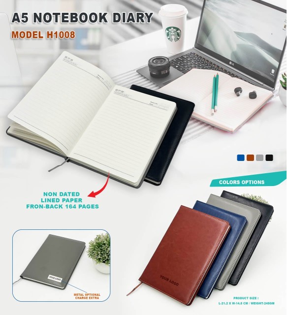Premium A5 PU Leather Notebook Diary - H1008