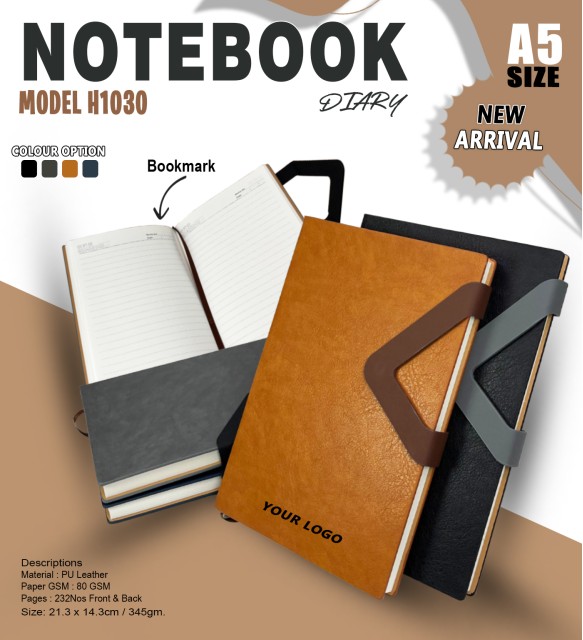 A5 PU Leather Magnetic Flap Notebook Diary with Bookmark