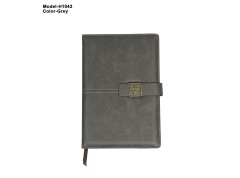 PU Leather Office Notebook Diary with Metal Accent