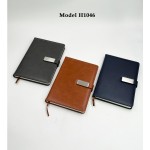 PU Leather Office Notebook Diary with Metal Finish