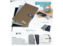 A5 PU Leather Notebook Diary with Silicone Lock