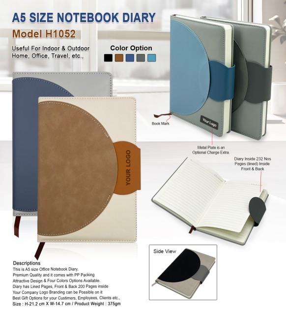 A5 Size Notebook Diary with PU Leather & Logo Branding