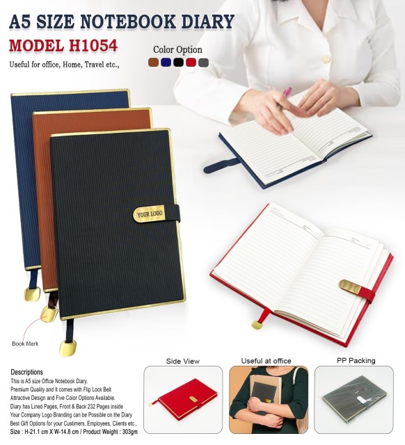 Branded A5 PU Leather Office Notebook Diary – 5 Colors with Custom Logo Option