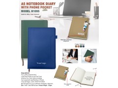 A5 Notebook Diary with Phone Pocket