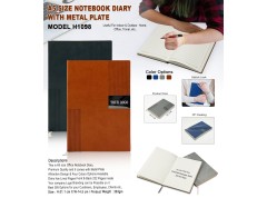 A5 Size Notebook Diary With Metal Plate For Logo Branding