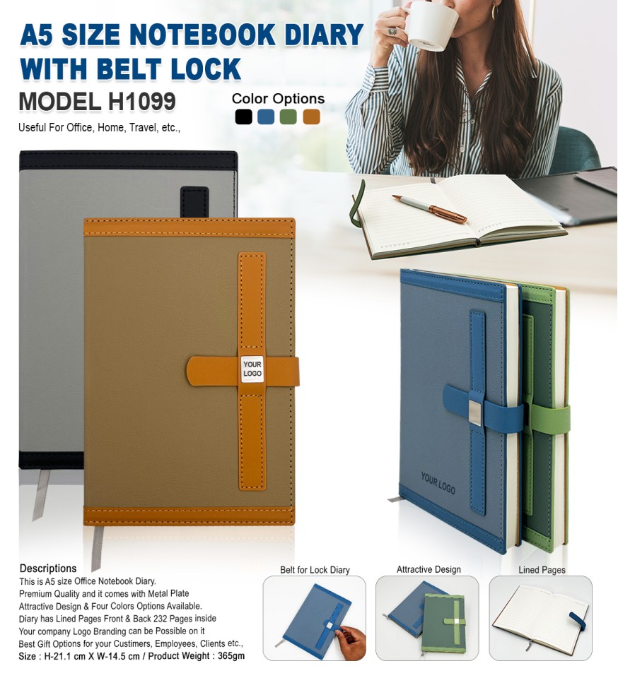 A5 Size Notebook Diary With Belt Lock