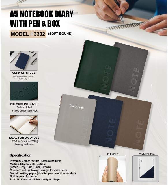 A5 Notebook Diary With Pen & Box
