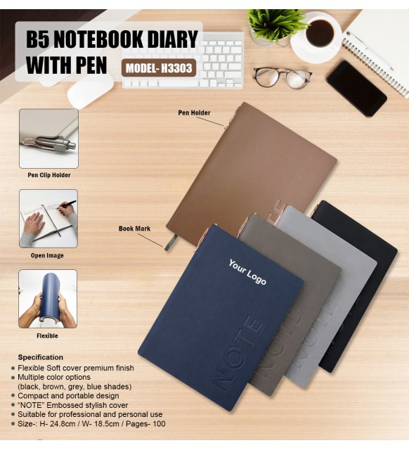 B5 Notebook Diary With Pen
