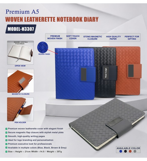 WOVEN LEATHERETTE NOTEBOOK DiARY