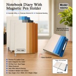 H3312 Premium PU Leather Notebook Diary with Magnetic Pen Holder for Corporate Gifting & Executive Branding