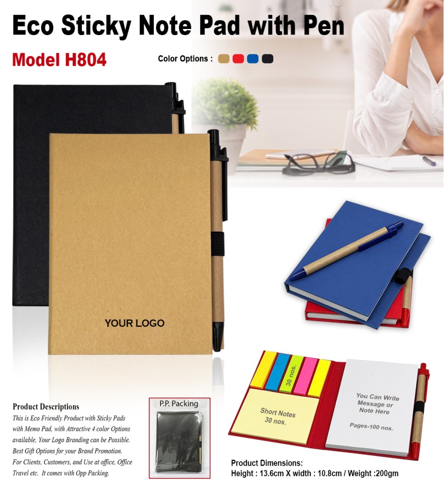 Eco Note Pad-Sticky Pad With  Ball Pen
