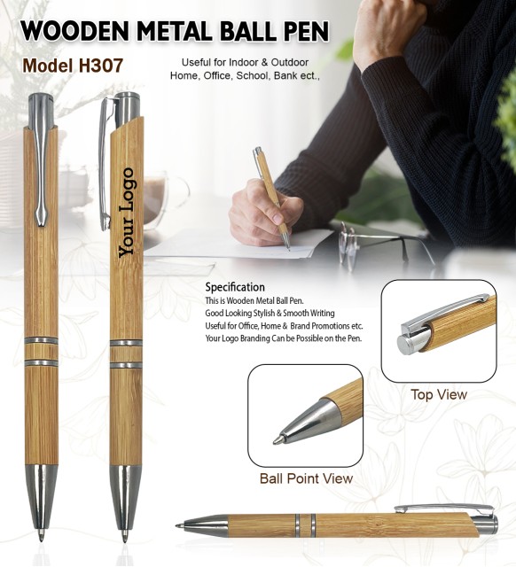 Wooden Metal Ball Pen 