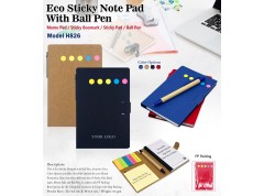 H826 Eco Sticky Memo Pad with Ball Pen