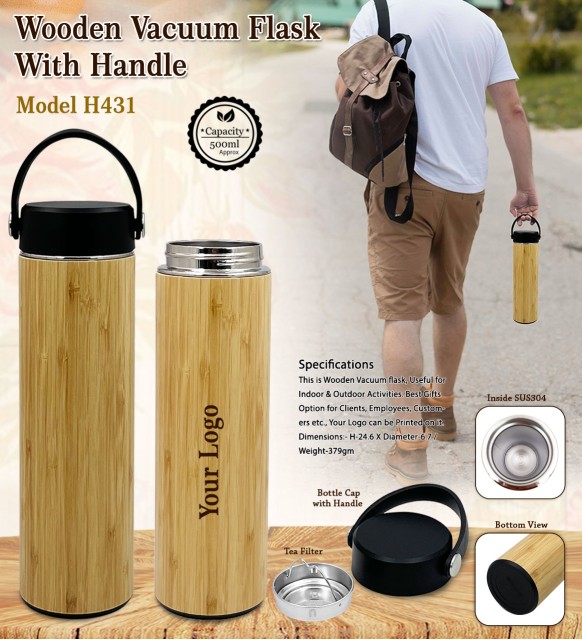 Wooden Flask with Handle 