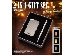 H3107 Premium Metal Card Holder & Executive Pen Gift Set – 2 in 1 Corporate Gift Set (Silver)