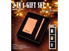 H3107 Premium Metal Card Holder & Executive Pen Gift Set – 2 in 1 Corporate Gift Set (Rose Gold)