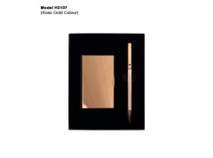 H3107 Premium Metal Card Holder & Executive Pen Gift Set – 2 in 1 Corporate Gift Set (Rose Gold)