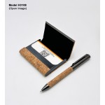 H3108 Premium Cork Pen & Business Card Holder Gift Set