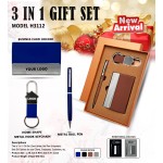 H3112 Premium 3-in-1 Executive Gift Set with Metal Pen, Business Card Holder & Keychain for Corporate Gifting