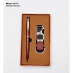H3115 Premium 2-in-1 Executive Gift Set – Metal Pen & Leather Keychain Bottle Opener