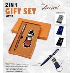 H3115 Premium 2-in-1 Executive Gift Set – Metal Pen & Leather Keychain Bottle Opener