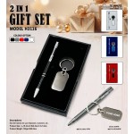 H3116 Premium Metal Pen & Oval Keychain Gift Set for Corporate Gifting & Executive Branding