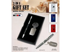 H3116 Premium Metal Pen & Oval Keychain Gift Set for Corporate Gifting & Executive Branding