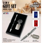 H3116 Premium Metal Pen & Oval Keychain Gift Set for Corporate Gifting & Executive Branding