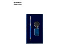 H3116 Premium Metal Pen & Oval Keychain Gift Set for Corporate Gifting & Executive Branding