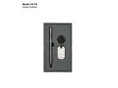 H3116 Premium Metal Pen & Oval Keychain Gift Set for Corporate Gifting & Executive Branding