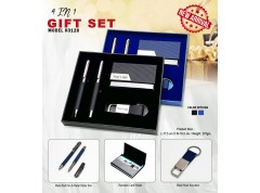 H3128 Premium 4-in-1 Executive Gift Set with Metal Pens, Business Card Holder & Keychain