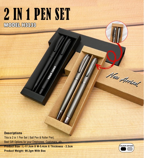 2 IN 1 Ball And Roller Pen Gift Set With Box