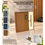Premium Woven Leather Diary  With Ball Pen Gift Set 