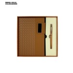 Premium Woven Leather Diary  With Ball Pen Gift Set 