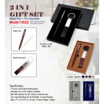 H922 Executive 2-in-1 Metal Pen & PU Keychain Gift Set