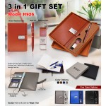 H926 Executive 3-in-1 Corporate Gift Set – Notebook Diary, Metal Pen & Keychain Gift Box