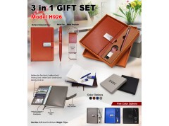 H926 Executive 3-in-1 Corporate Gift Set – Notebook Diary, Metal Pen & Keychain Gift Box