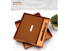 H963 Premium 2-in-1 A5 Notebook Diary & Metal Ball Pen Gift Set for Corporate Gifting