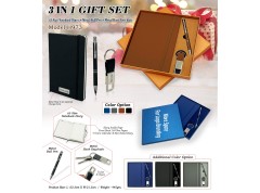 H973 Premium 3-in-1 Executive Gift Set with A5 Notebook, Metal Pen & Metal Hook Keychain for Corporate Gifting