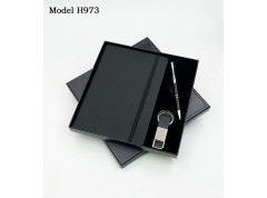 H973 Premium 3-in-1 Executive Gift Set with A5 Notebook, Metal Pen & Metal Hook Keychain for Corporate Gifting